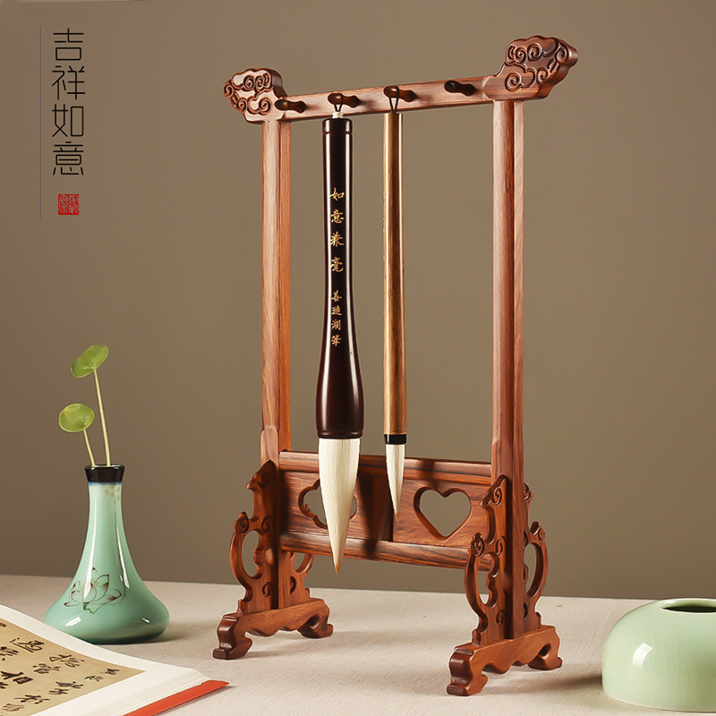 徽昕斋毛笔架笔挂花梨木毛笔架子实木雕刻创意毛笔挂架文昌笔架吉