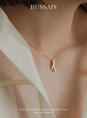 赫生HUSSAIN两面性简约项链轻奢小众设计高级感女士纯银锁骨颈链