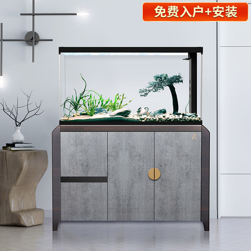 睿美七秒鱼缸白色玻璃客厅