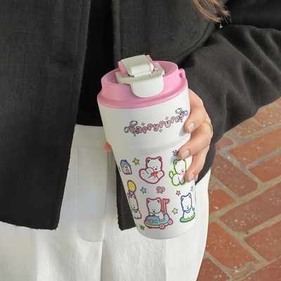 快乐小狗316L镜面不锈钢保温杯