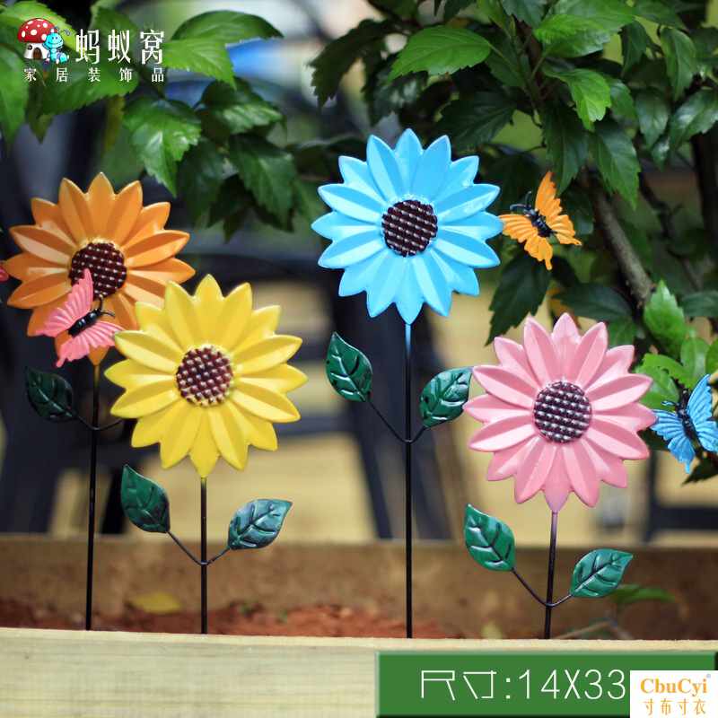 花园创意花插摆件铁艺插件插地牌户外园艺杂货 Zakka向日葵|ruв категории Домашний быт, украшения - от Buy2taobao.com для оказания профессиональной услуги покупки агента Taobao