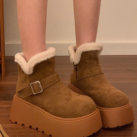 2025冬季加绒厚底保暖女雪地靴