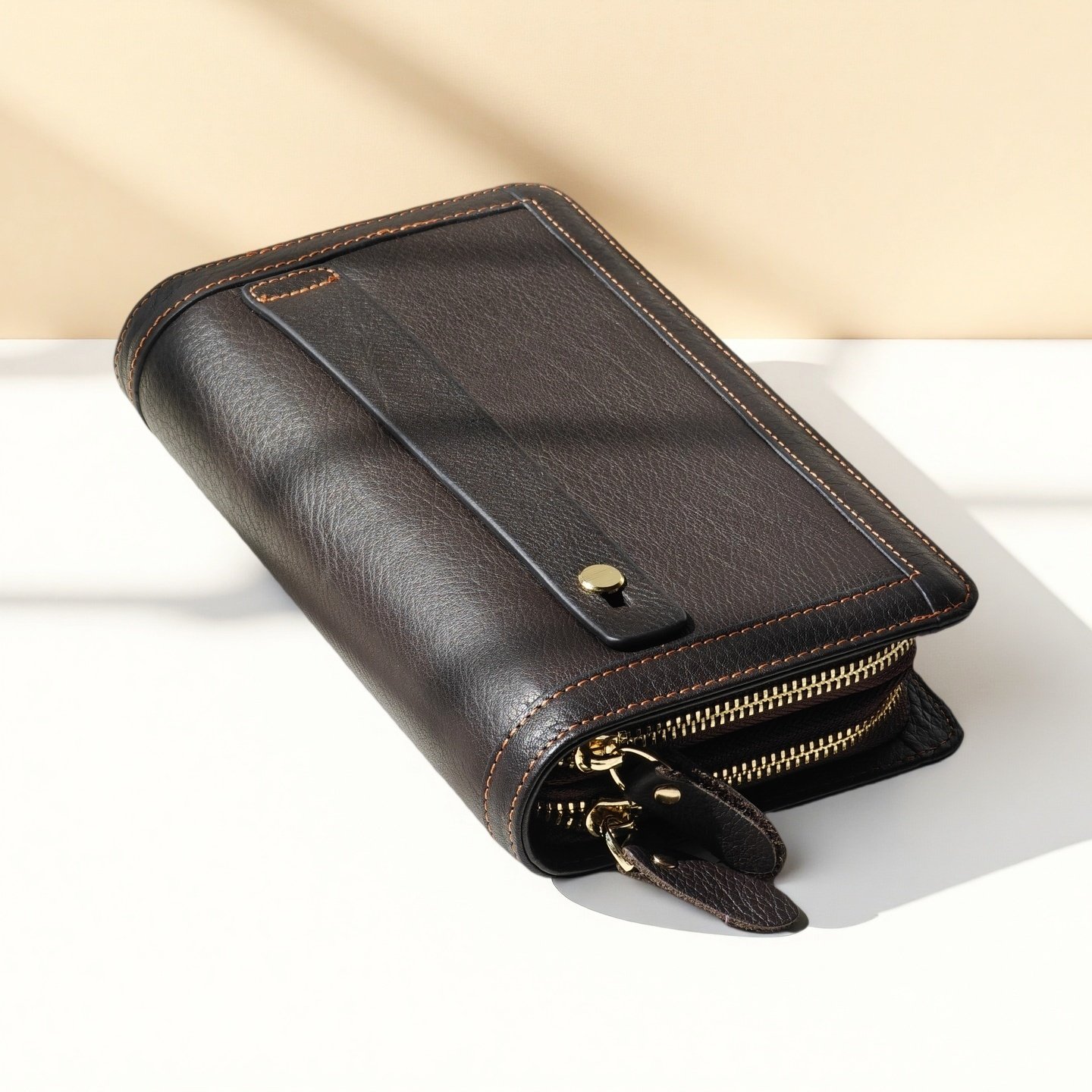 男士手抓包牛皮男款钱包双拉链手包男式商务大容量长款钱包男双层