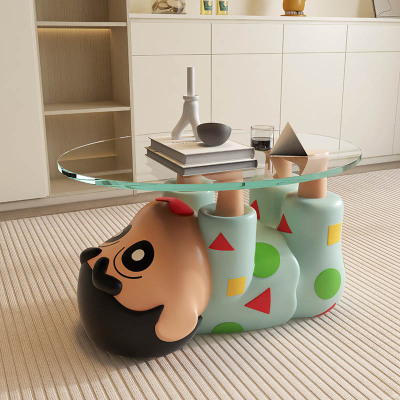 蜡笔小新客厅大型沙发电视柜旁边落地茶几边几装饰品搬家礼物摆件