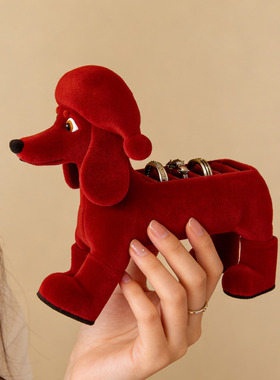 创意腊肠狗戒指盒首饰盒卡通收纳盒桌面整理盒结婚新婚生日送礼物