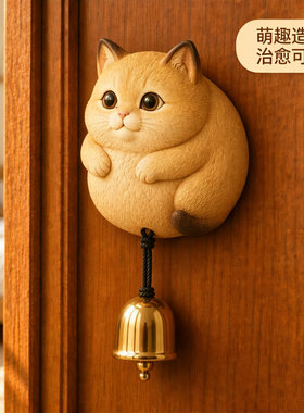 卡通小猫胶粘门铃家用免打孔入户门装饰门铃创意门挂乔迁送礼摆件
