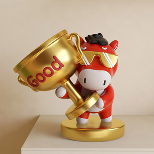 创意可爱高级感小马年颁奖杯高档大气公司优秀员工团队定做款摆件