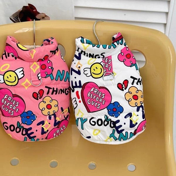 宠物衣服狗狗秋冬装泰迪比熊猫咪加厚保暖棉衣冬季炫彩棉背心马甲