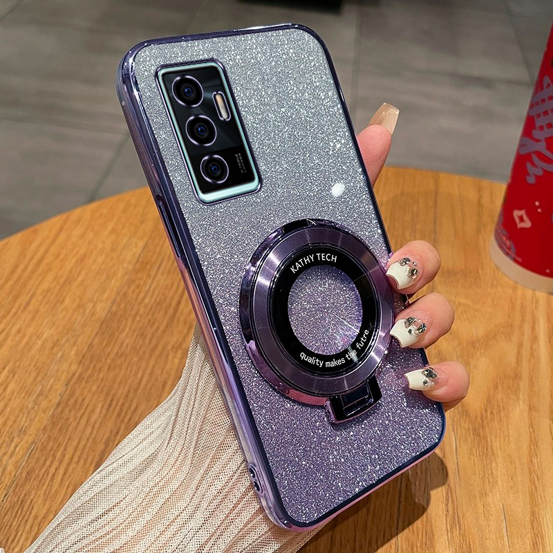 vivoS10E手机壳高级感时尚渐变闪粉软壳步步高s10pro新款创意磁吸支架超薄壳s10简约可爱防摔全包保护适用于