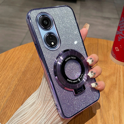 OPPOReno8T手机壳高级感时尚渐变闪粉软壳5GRENO8PRO新款创意磁吸支架超薄后壳reno8简约全包防摔保护适用于