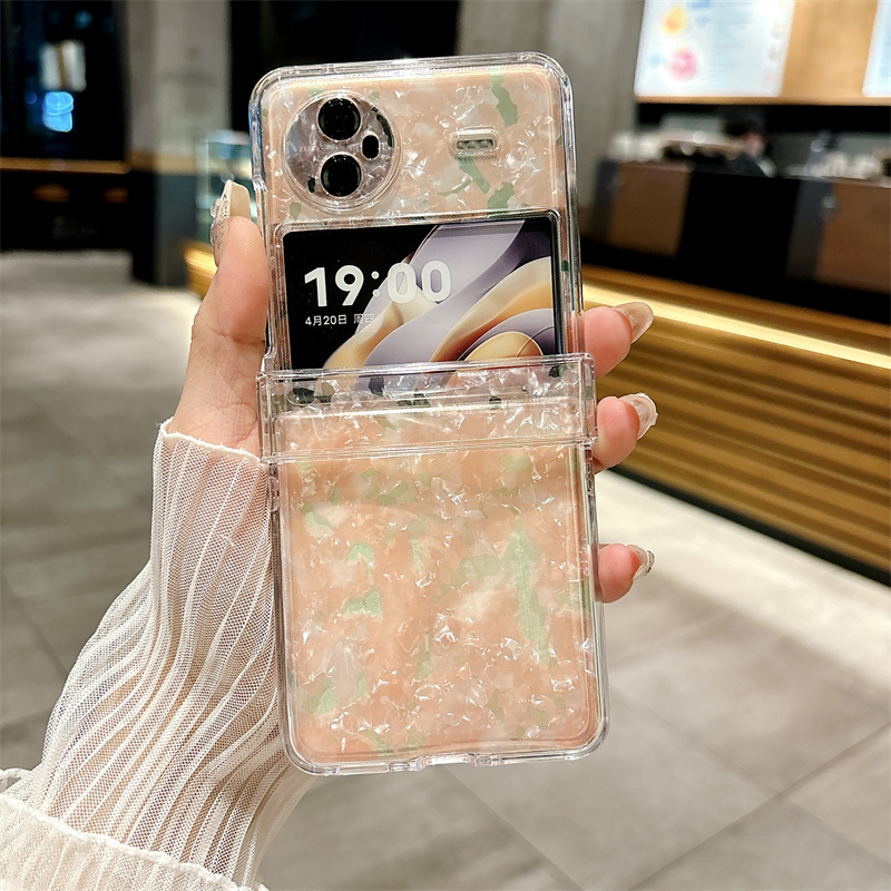 vivoXflip手机壳新款贝壳纹xflip折叠屏时尚高级感保护套vivo铰链全包防摔高端个性创意外壳网红款女潮适用于