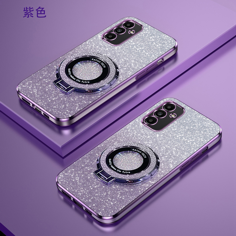 三星A04S渐变闪粉时尚手机壳GalaxyA04新款高端全包可爱创意磁吸支架SamsungA04E奢华超薄软壳防摔保护适用于