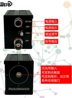 硅光电探测器4档增益可调PD高速跨阻放大20M光电二极管200-1700nm