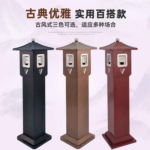 不锈钢烟灰柱公共吸烟区落地立式灭烟柱酒店户外烟灰缸烟头垃圾桶