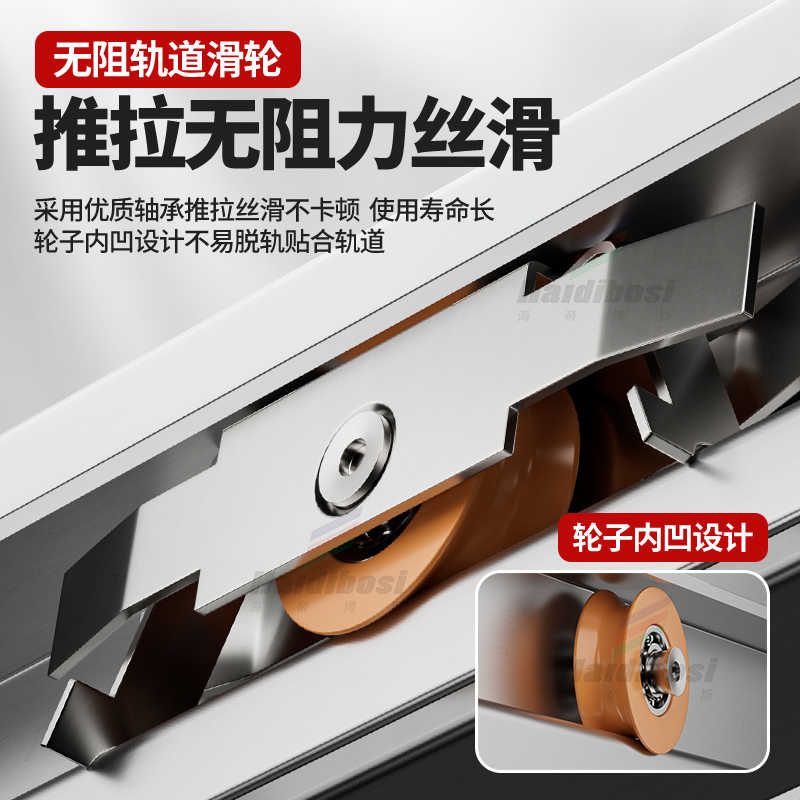 玻璃轨道双轨槽推拉门滑道槽双轨道衣柜酒柜展示柜上下滑轮移门轨图片