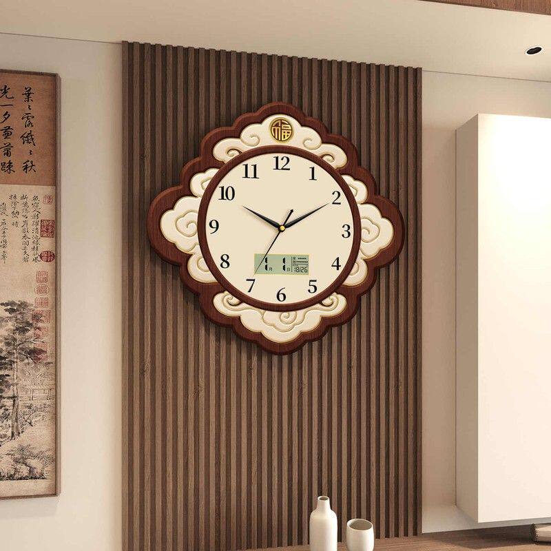 中国风钟表挂墙上静音挂钟客厅新款家用餐厅时钟创意复古高档挂表