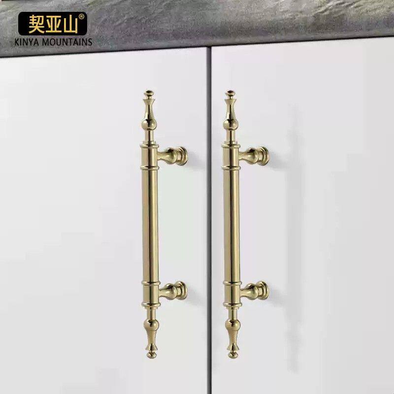 意式亮金复古柜门拉手黄铜亮银田园风鞋柜把手简约奢华大衣柜拉手