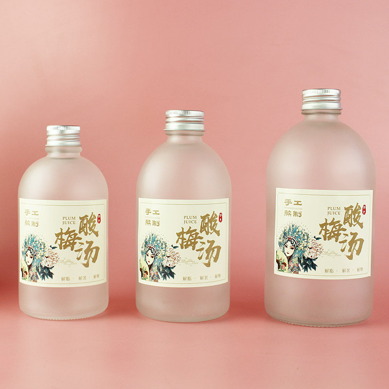 蒙砂酸梅汤瓶 泡茶瓶饮料瓶果酒瓶果汁瓶轻断食果蔬汁玻璃空瓶