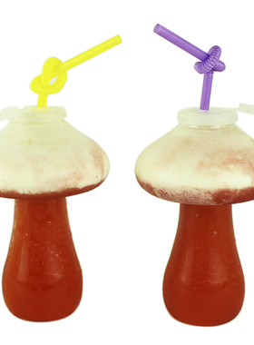 创意蘑菇杯 奶茶瓶 一次性PET网红饮料 鲜榨果汁杯 PET塑料打包瓶