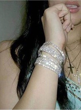 新娘饰品百搭镶钻满钻弹力手链