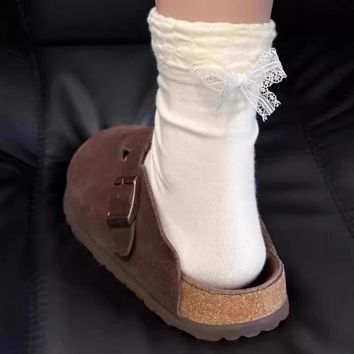 芭蕾风蝴蝶结中筒袜子女miu系