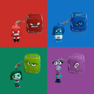 卡通头脑特工队适用AirPods1 2代苹果四代airpodspro2蓝牙无线耳机壳Pro一代保护套34代二三代透明情侣耳机套