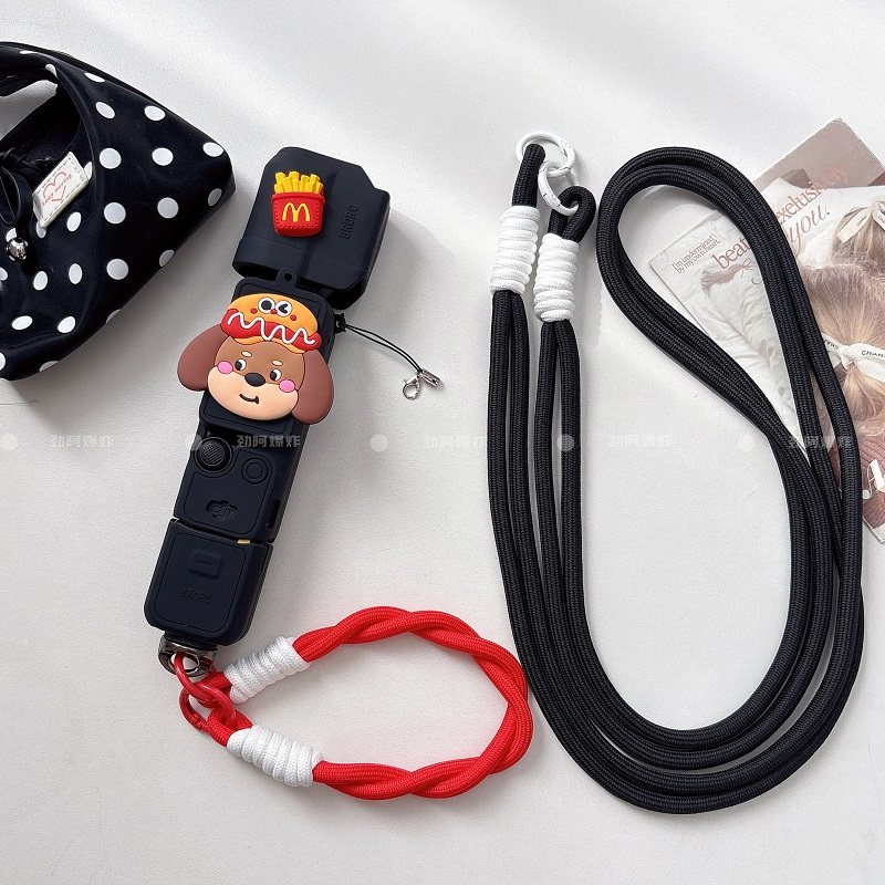 可爱汉堡小狗适用大疆pocket3运动云台相机保护套硅胶壳带斜挎绳,3C数码配件,运动相机保护套/壳,淘宝优惠券,粉丝福利购,淘宝优惠卷