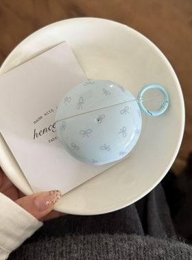 蓝色蝴蝶结适用华为freeclip2夹耳款蓝牙三星buds3fe/3pro耳机壳freebuds7i保护套se2se3分体5i6i简约budsfe