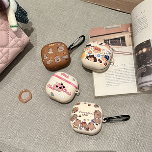 适用三星buds2pro蓝牙耳机套卡通卡皮巴拉水豚Galaxy budslive无线耳机壳Budsfe保护套budspro蜡笔小新新款软