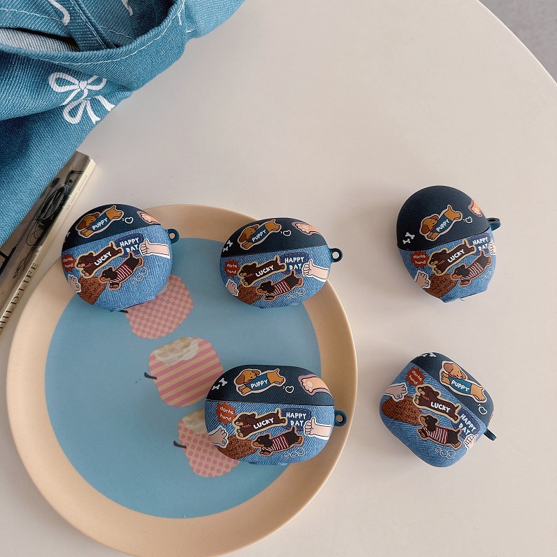 牛仔纹腊肠狗华为clip2耳机套