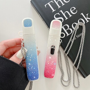 渐变粉镶钻适用悦刻Pro六代保护套电子器幻影6代烟杆套防摔软壳全包带防尘盖奢华时尚保护壳贴钻新款带挂链