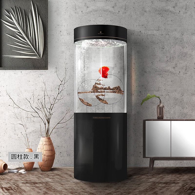 Cleair可丽爱LS-Y新款鱼缸圆柱中小型客厅家用亚克力白色水族箱