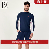 撞色游泳训练2025新品 防晒修身 泳衣长袖 BE范德安男士