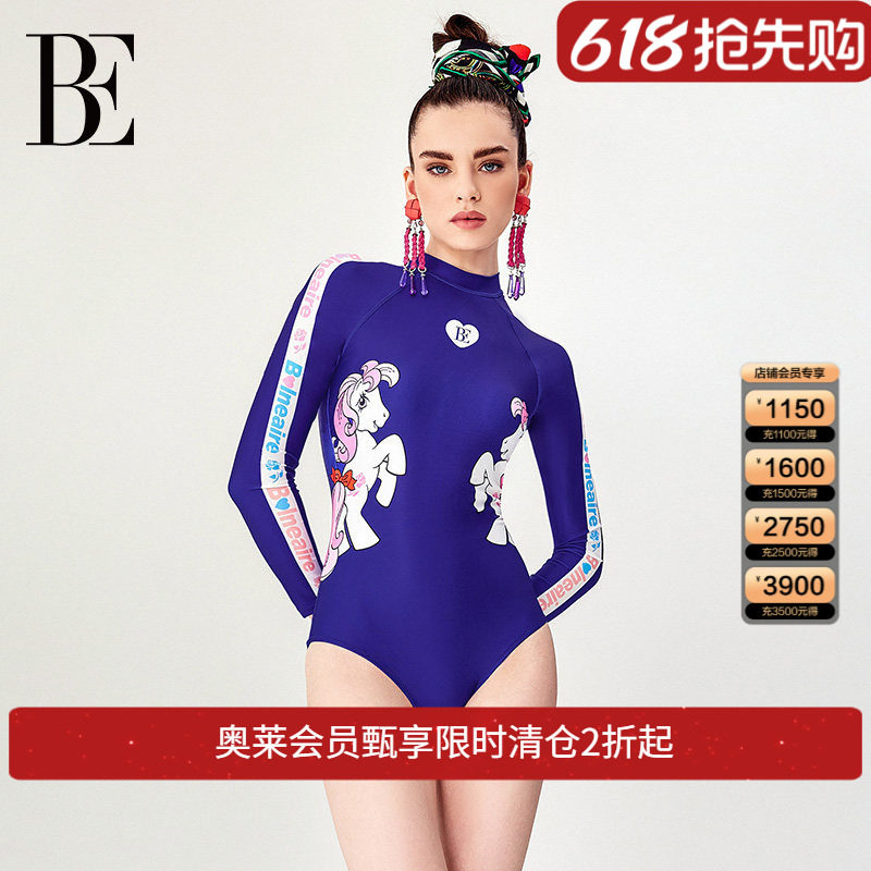 BE范德安联名系列马年新品连体泳衣三角女士长袖防晒塑身