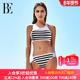 BE范德安泳衣女小胸聚拢黑白条纹拼接修身 显瘦ins风比基尼游泳衣