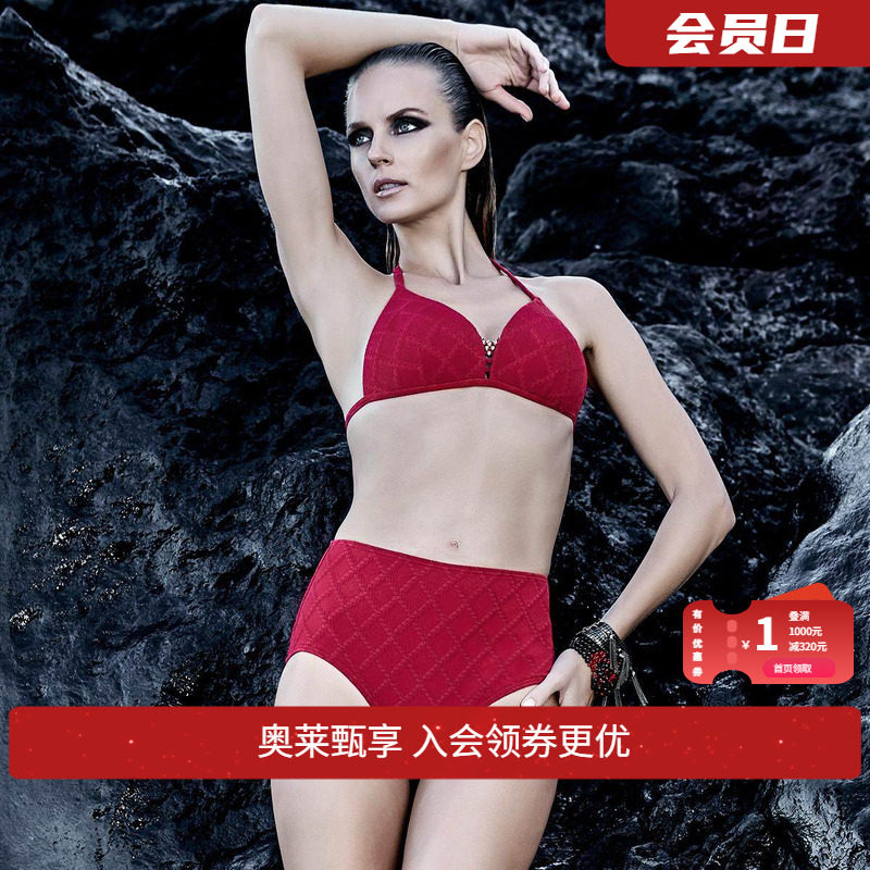 BE范德安高端女士分体比基尼套装泳衣时尚圣诞红性感显瘦泳装女