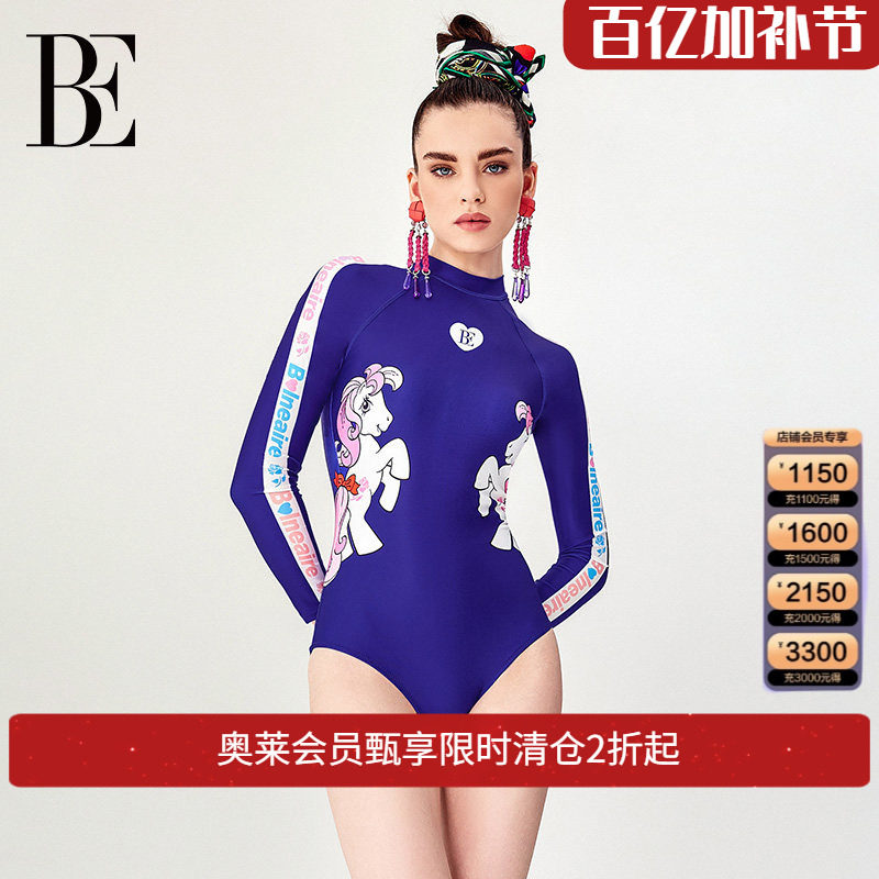 BE范德安联名系列马年新品连体泳衣三角女士长袖防晒塑身