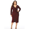 Women winter clothes plus size Long sleeved dress3XL 4XL 5XL