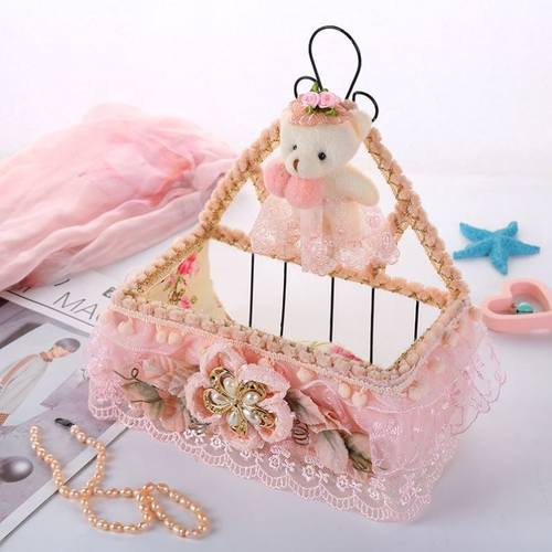 春暖花开布艺挂篮收纳篮铁艺挂篮蕾丝收纳筐玄关钥匙篮卫生间挂篮