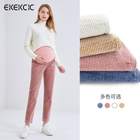 孕妇裤子春季款外穿大码打底裤灯芯绒裤女春秋时尚长裤萝卜裤春装