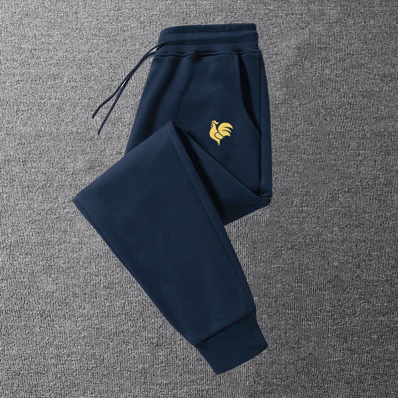 法国公鸡卫裤男2024新款秋冬大码加厚加绒印花休闲裤运动束脚长裤