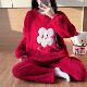 新年红家居服套装 长裤 有钱花 冬天加厚睡衣女长毛绒加绒长袖