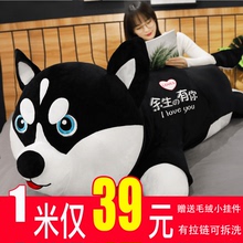 毛绒玩具哈士奇公仔睡觉抱枕二哈玩偶可爱狗狗布娃娃女生生日礼物