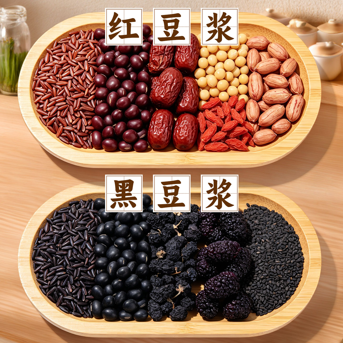 红豆黑豆组合晨起一杯营养鲜豆浆图片