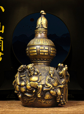 纯铜葫芦摆件仿古铜八仙葫芦开口葫芦八仙过海葫芦家居装饰工艺品