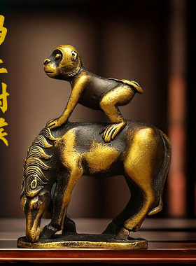 黄铜马上封侯中式客厅摆件