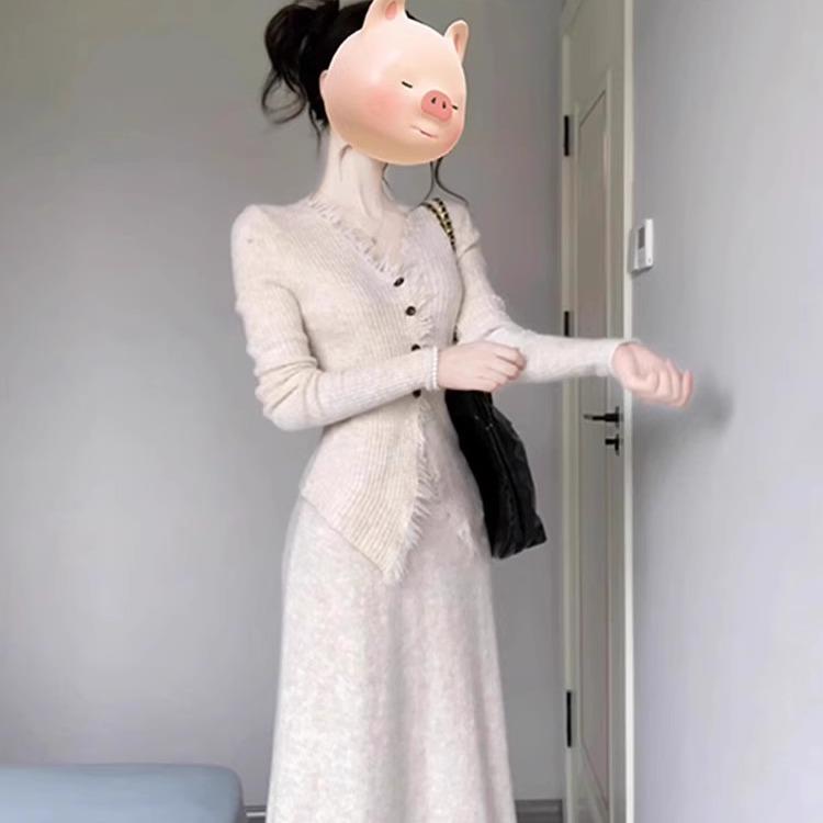 法式针织套装洋装子女2024新款深秋季初冬一整套高级感入秋穿搭