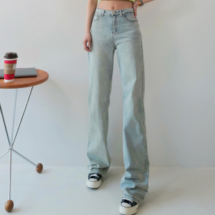 petty Elsa高个子175加长牛仔女浅蓝显瘦直筒2026春秋新阔腿复古