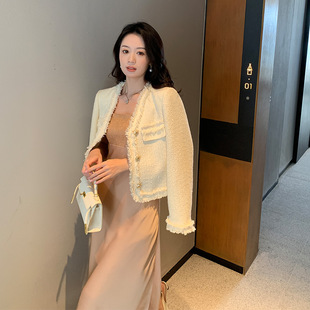 V领气质小香风外套女春季新款韩版宽松显瘦单排扣流苏拼接上衣女