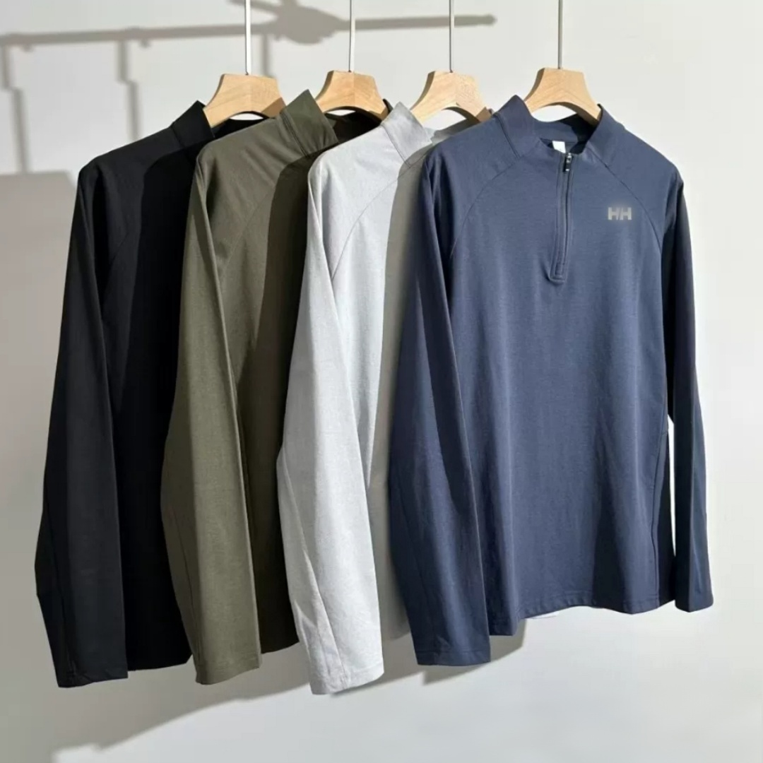 新款男士拉链立领长袖T恤